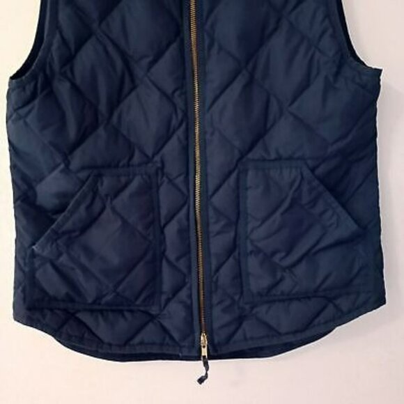 J.Crew Quilted Down Vest With Gold Zipper M Navy Blue - Picture 6 of 9